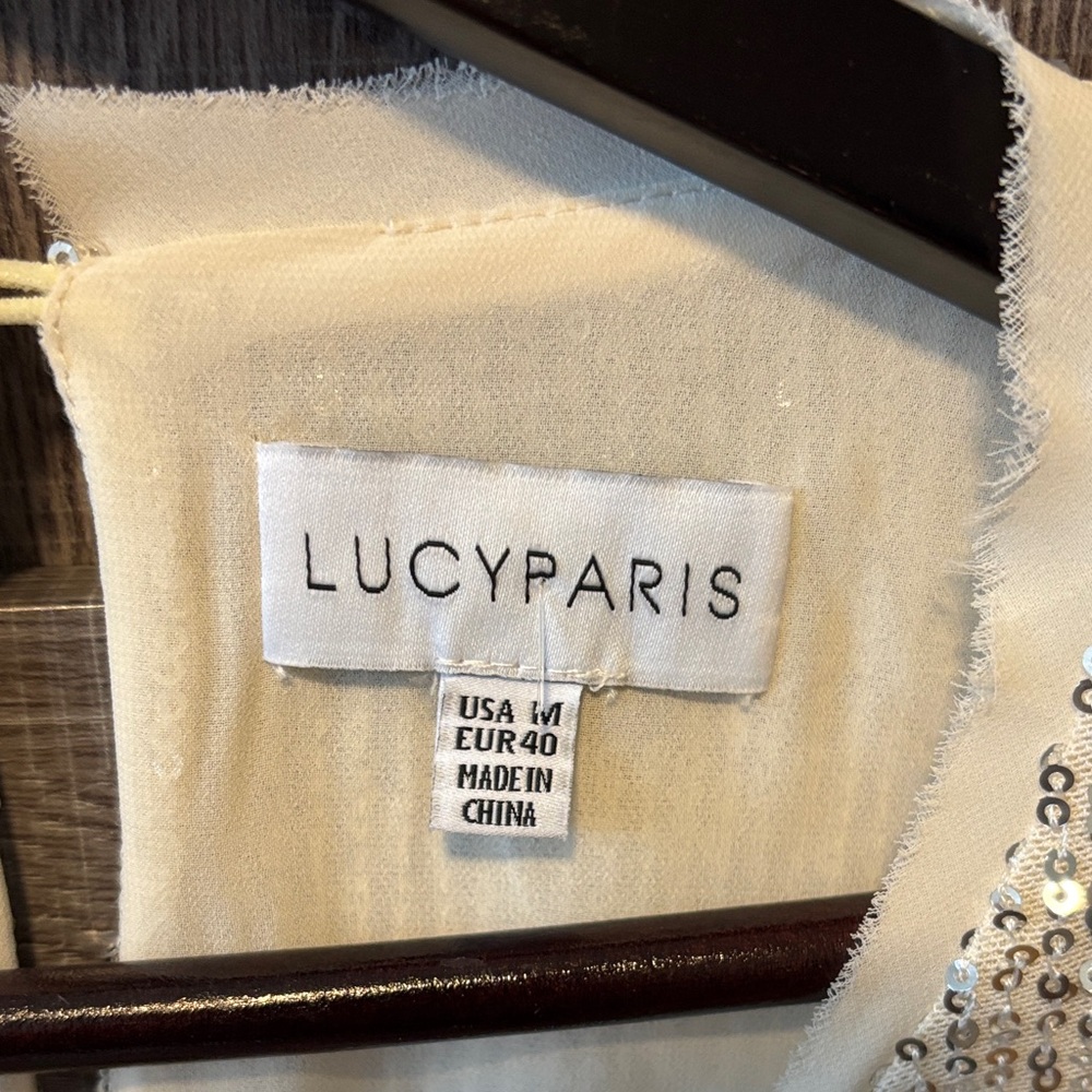 Lucy Paris Shimmering Silver Sequin Crop Top - Picture 2 of 8